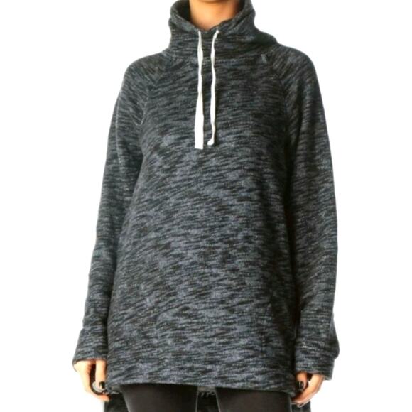 J Crew Womens French Terry Mock Neck Tunic Sweatshirt Small/Medium Black Marled - Picture 1 of 11
